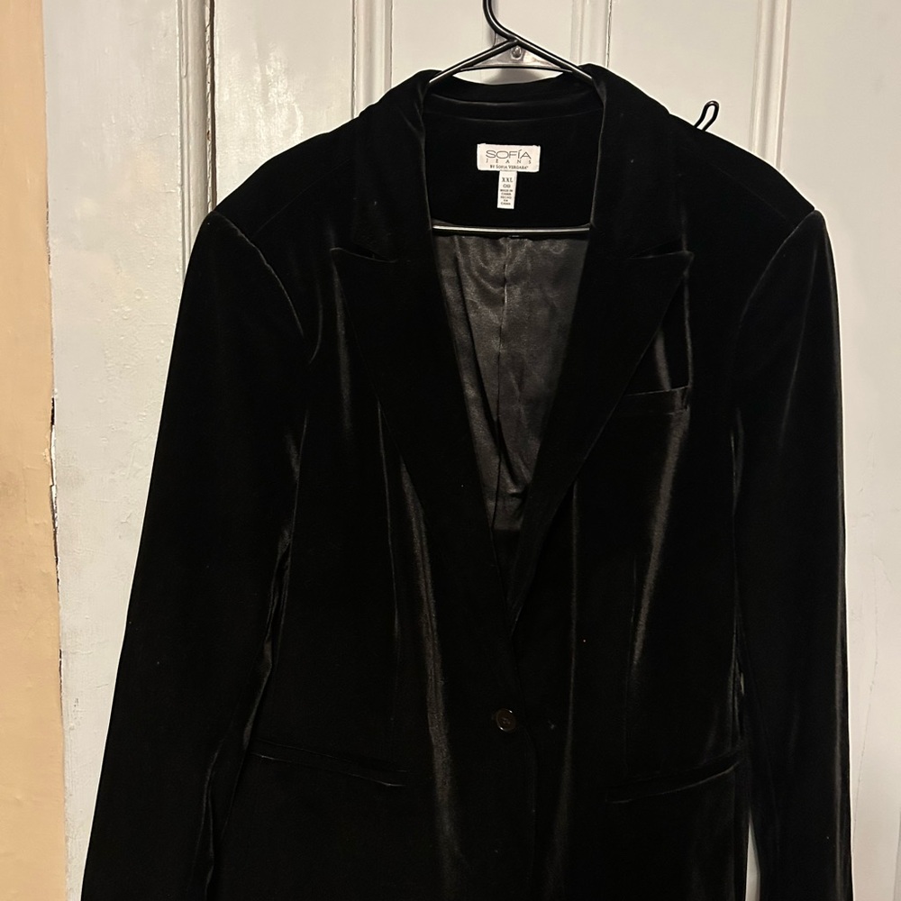 Sofia by Sofia Vergara Black Velvet Blazer Elegant Formal Wear